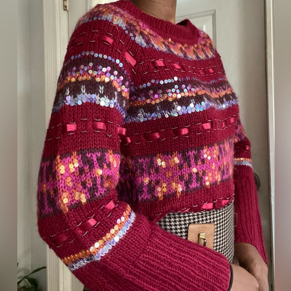 Moda international mohair blend wine red sweater - Picture 2 of 9